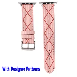 شاهد أشرطة أشرطة لـ Apple Watch 7 6 5 Fashion Wastband Bandband Gift Luxury L Designer Band Bandbands Leather Belt Bracelet Stripes 45 MM 42mm 41mm 40mm 44mm 38mm