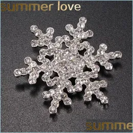 Pins Broschen Kristall Schnee Blume Brosche Pin Charme Frauen Edelstein Anhänger Strass Große Schneeflocke Winter Thema Weihnachten Broschen Ganze Dhvjx