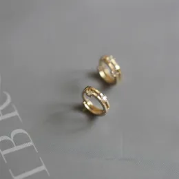 Hoop Huggie Goldtutu Custom Chain Sense Small Earring Pure 9K Gold Inlaid Zircon Korean Exquisite 221111