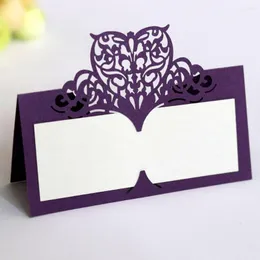 Decoração de festa 50pcs Corte o card de assento do coração Vintage Número da mesa Nome do lugar Cartões de casamento aniversário de casamento