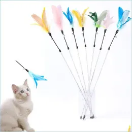 猫のおもちゃ猫の羽毛のおもちゃ長いベルと面白い子猫スティックインタラクティブおもちゃドロップデリバリーホームガーデンペット用品dhuti