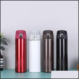 Mugs Printable Logo Portable Thermos Mug With Bounce Lid Seal Stainless Steel Vacuum Flasks Thermo Cup For Car Water Bottles 500Ml F Dh1Ew