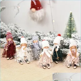 Christmas Decorations Wooden Tassel Yarn Skll Pendants Christmas Tree Hanging Skiing Dolls Ornament Merry Decoration Drop Delivery H Dhl2N