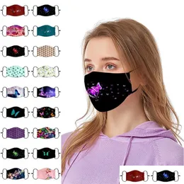 Maschere di design Maschere per il viso con motivo a farfalla Adt Fashion Pm2 5 Maschera per la bocca traspirante antipolvere Designer riutilizzabile Drop Delivery Home G Dhag1