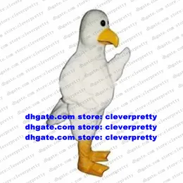 White Long Fur Mascot Costume Snow Goose Pigeon Dove Seagull Sea Gull Sea Mew Bird Adult Student Activity Image Public zx2553