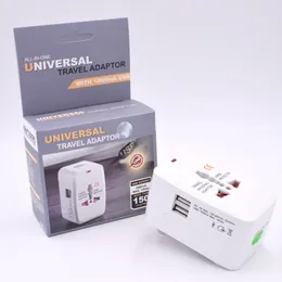 Reis universele internationale muurlader voedingsadapter oortelefoons voor overspanningsbeveiliging Plug US UK EU AU AC Dual USB