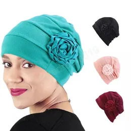 Frauen große Blume Hut Chemotherapie Kappe muslimischen Islam Rüschen Krebs Chemo Beanie Turban Wrap Cap Haar-Accessoires