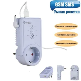 스마트 파워 플러그 러시아 영어 GSM 스마트 파워 플러그 소켓 벽 스위치 아울렛 온도 센서 SMS 제어 USB 출력 SIM 카드 221025