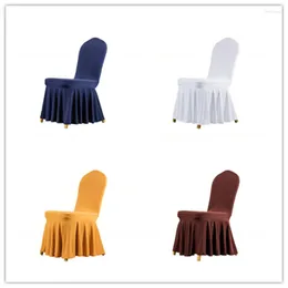 Chair Covers 10PCS/LOT Polyester Solid Universal Spandex Decor Banquet Wedding El Cover Stretch White Black Wholesale