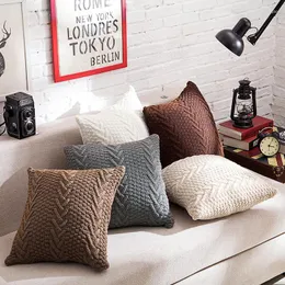 Cuscino Twist Woven Design Wool Knitting Cover 45x45 Home Furnishing Soft Decora Case Nordic