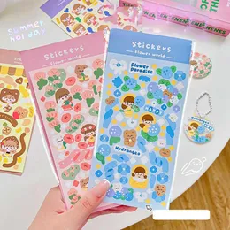 Geschenkpapier Cartoon DIY Mädchen Blume Aufkleber Pocards dekorative Rahmen Scrapbooking Aufkleber Kawaii Schule Schreibwaren