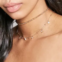 Choker 2 teile/satz Perlen Halskette Strass Quaste Halsketten Für Frauen 2022 Mode Schmuck Dame Halsketten Für Frauen