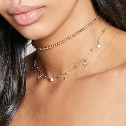 Choker 2pcs/مجموعة قلادة من قرص الحجر الرخيف من أجل النساء 2022 أزياء المجوهرات Lady Kettingen voor vrouwen