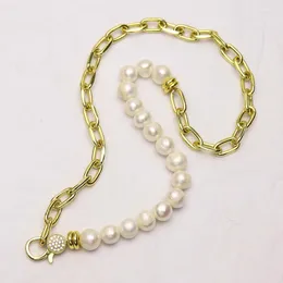 Kedjor 5 sträng handgjorda pärlor halsband eleganta metallkedja kvinnor zirkon hummer lås långa 9794