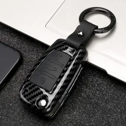 Car Key ABS Car Key Case Cover For Audi C6 A1 A3 C5 Q3 B6 B7 B8 A4 A5 A6 A7 A8 Q5 Q7 R8 TT S5 S6 S7 S8 SQ5 RS5 holder shell keychain T221110