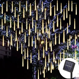 سلاسل 3 مجموعة شمسية في الهواء الطلق LED Meteor Shower Lights مقاومة للماء جنية حديقة ديكور الشارع الشارع شجرة الزفاف الزفاف الديكور عيد الميلاد