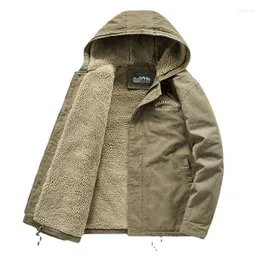 رجال أسفل Mcikkny Mens Cargo Winter Jackets Fleece مبطن من الصوف المعاطف الحرارية للملابس العليا السميكة للرياح العليا للذكور