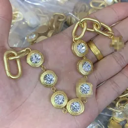 バンシー メデューサ ゴールデン チェーン ブレスレット クリスタル ペンダント 18 K ゴールドメッキ真鍮高級女性デザイナー バングル クラシック スタイル リンク プレミアム お祝いパーティー ギフト MB4 --04