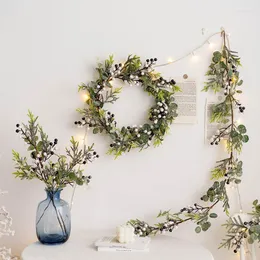 Dekorativa blommor 1st Christmas Garland Xmas Wreath Wall Hanging Door Ornaments Hängen Merred Decor for Home 2023 Year