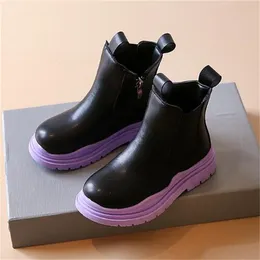 Kromatik renkli çocuklar Martin Boots Sonbahar Kış Moda Çocukları Chelsea ayak bileği botlu çocuklar bebek kızlar kız ayakkabısı yumuşak platform spor ayakkabılar