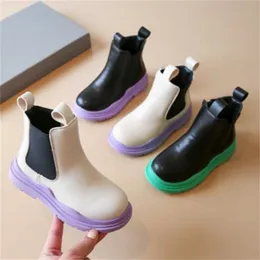 Boots Kids Martin Fashion Pu Leather Kids Chelsea ankle Booties Autumn Winter Winter Baby Boys Girls Shoes Soft