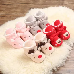 Pierwsze spacerowicze Baywell Infant Christmas Snow Boots Pluszowe ciepłe przedwalk Baby Cute Cartoon Crib Buty zimowe dziewczyna 0-18 miesięcy