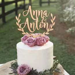 Altre forniture per feste per eventi Topper per torte nuziali personalizzate in legno rustico Cognomi personalizzati con la sposa e lo sposo a scelta del legno 221020