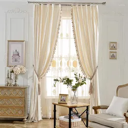 Curtain Luxury European Thick Beige Velvet Solid Blackout Window Treatment Curtains For Living Room Bedroom Decoration Custom