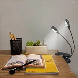 Bordslampor USB RECHAREGEABLE Clip-On Book Light Lamp Justerbar ljusstyrka f￶r barnljus Kindle