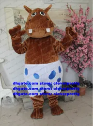 Plush Furry Brown Male Hippo Hippo HippoTamus Mascot Costume Adult Cartoon Character Trade Tradiour Trade Show