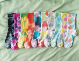 Tie Dyed Skate Socks Fashion Personality Basketball Tie-Dyed Colorful Footwear Knee-High Sock Kids Hiphop Sport Mid Tube Socks