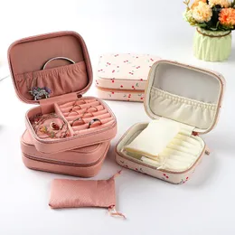 Jewelry Pouches Travel Box Organizer Packaging PU Leather Zipper Portable Jewellery Storage Displa Case Gift Boxes For Women