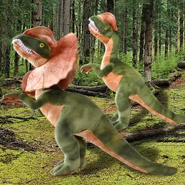 Plyschkuddar kuddar jura parken dilophosaurus dinosaur leksak dubbel crested ￶dla figur fylld cool barn g￥va till barn sl￤pp 221104