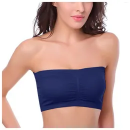Bustiers & Corsets Fashsiualy Strapless Tube Tops Off-Shoulder 2022 Women's Bra Stretch Soft Bralette Underwear Wire Free Cotton Solid