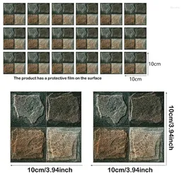 벽 스티커 18pcs 시뮬레이션 모자이크 타일 스티커 전송 부엌 찬장 벽지 방수를위한 평면 2D 인쇄 덮개