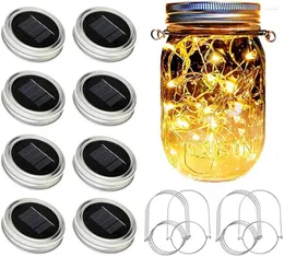 Saiten 10/20 LED Solar Power Mason Jar Deckel Lichter Wasserdichte Fee Lichterkette Garten Weihnachten Outdoor Hochzeit Dekor