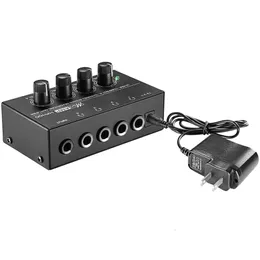 Ljudkablar Anslutare EU Plug HA400 Ultra-Compakt 4-kanaler Mini Audio Stero hörlurarförstärkare med Power Adapter Black 221025