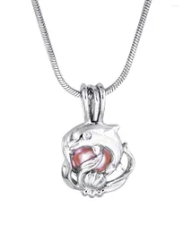 Kedjor Alla hjärtans dag presentbur Silver Locket Love Wish Pearl Lovely Dacing Dolphin Pendant P29