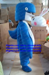 Blue Shark Whale Cetacean Mascot Costume Vuxen Cartoon Character Outfit Suit Artist Program Rutine Press Briefing ZX2906