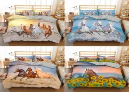 Homesky 3D Horses Bedding Set Set Luxury Soft Pecet Cover King Queen Twin Twin Comforter Set Set Pillowcases Bedclothes 2010212940520