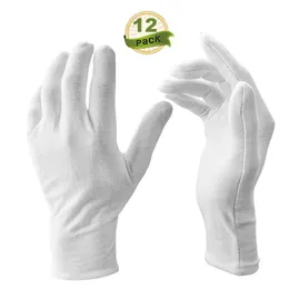 Vita mjuka bomullsceremoniella handskar Handskydd Sträckligt foderhandske för manlig kvinnlig servering/servitörer/förarehandskar