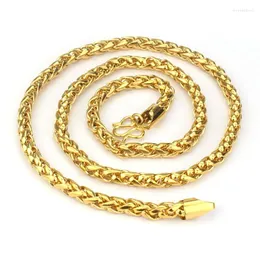 Chains Brass Electroplating 24K Gold Twist Horse Whip Necklace Vietnam Sand 60CM Length For Men Statement Necklaces