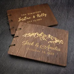 Inne imprezy zaopatrzenia spersonalizowana książka gościnna A4A5 Wedding Boook Es Wooden Album Chrzciec Mariage Dekoracja 221020