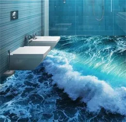 Custom Floor Mural 3D Stereoskopisch Meerwasser Meerwasser Schlafzimmer Badezimmer Fußboden Tapete PVC wasserdicht