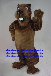 Mascot Costume Dark Brown Barney Beaver Nutria Coypu Otter Lutra Adult Cartoon Character Cartoon Figure Greet Guests zx2865