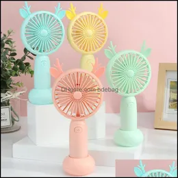 Party Favor Party Favor Outdoors Portable Hold Mini Electric Fan USB med Light Cartoon Pocket Fans Office Summer Gift 7LJ T2 Drop Dhtrp