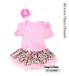 Nueva niña de verano recién nacida princesa tutu tutu pinpink leopardo vestido para niños ropa3pcs vestido3pcs cabello de cabello6pcslot8395825