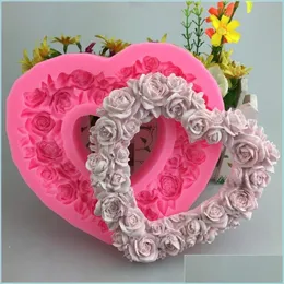 Baking Moulds Large Rose Heart Wreath Sile Food Good Mold Big Shaped Cake Decorating Tools Soap Mod 220601 Drop Delivery Home Garden Dhpho