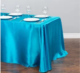 테이블 천 20pcs 275cm 오일 방송 사각형 새틴 식탁성 폴리 에스테르 웨딩 커버 파티 파티 식당 연회 장식