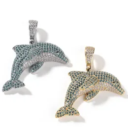 Colar de quadril de moda masculina colar de ouro amarelo colar de pingente de golfinhos de ouro de ouro com 24 polegadas Cadeia de corda Nice Gift